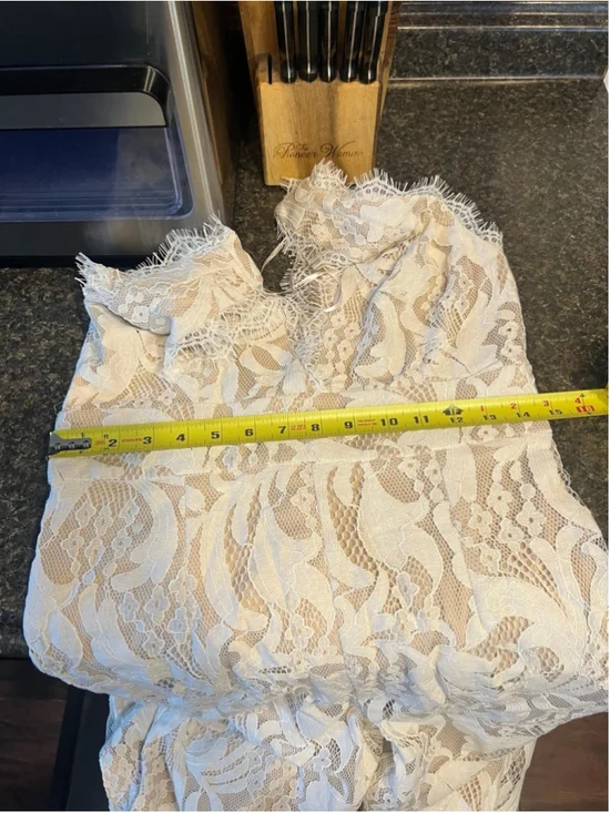 NWT Lulu’s Enamored With You White Lace Wide-Leg Jumpsuit - Picture 11 of 12